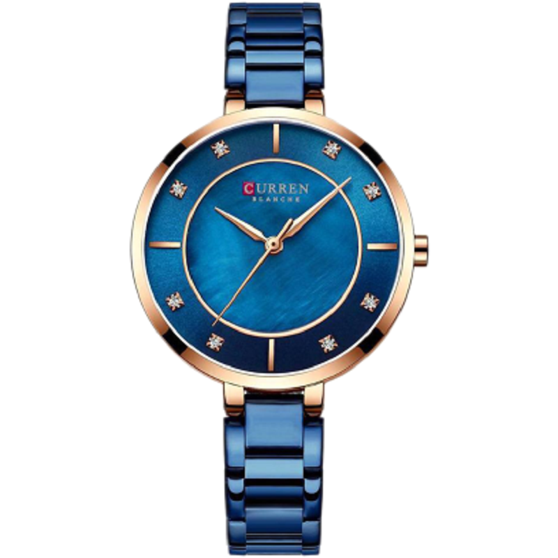 CURREN C9051L Quartz Stainless Steel Strap Women Wristwatch – Blue & Rose Gold