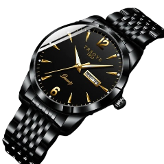 Trsoye 068 Custom Strap Design Fashion Hands Men Wristwatch- Black