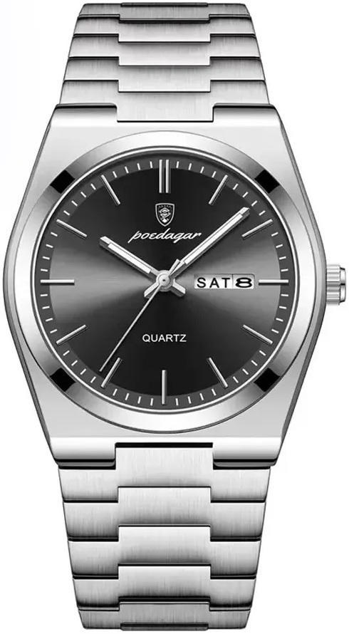 POEDAGAR 930 Business Luminous Stainless Steel Quartz Men’s Watch- Silver Black