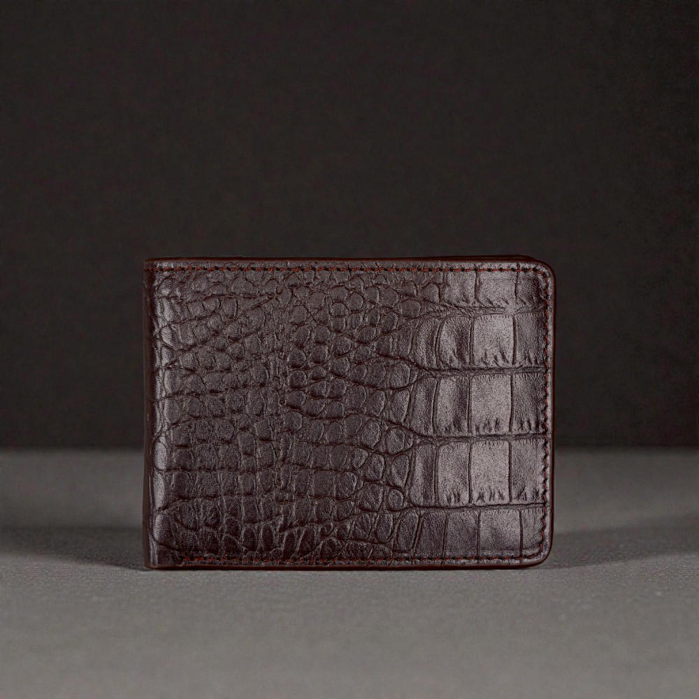 ZAYS Premium Handcrafted Crocodile Embossed Leather Bifold Wallet for Men And Women - Super Slim Durable Stylish Short Wallet - ZSW123-Chocolate