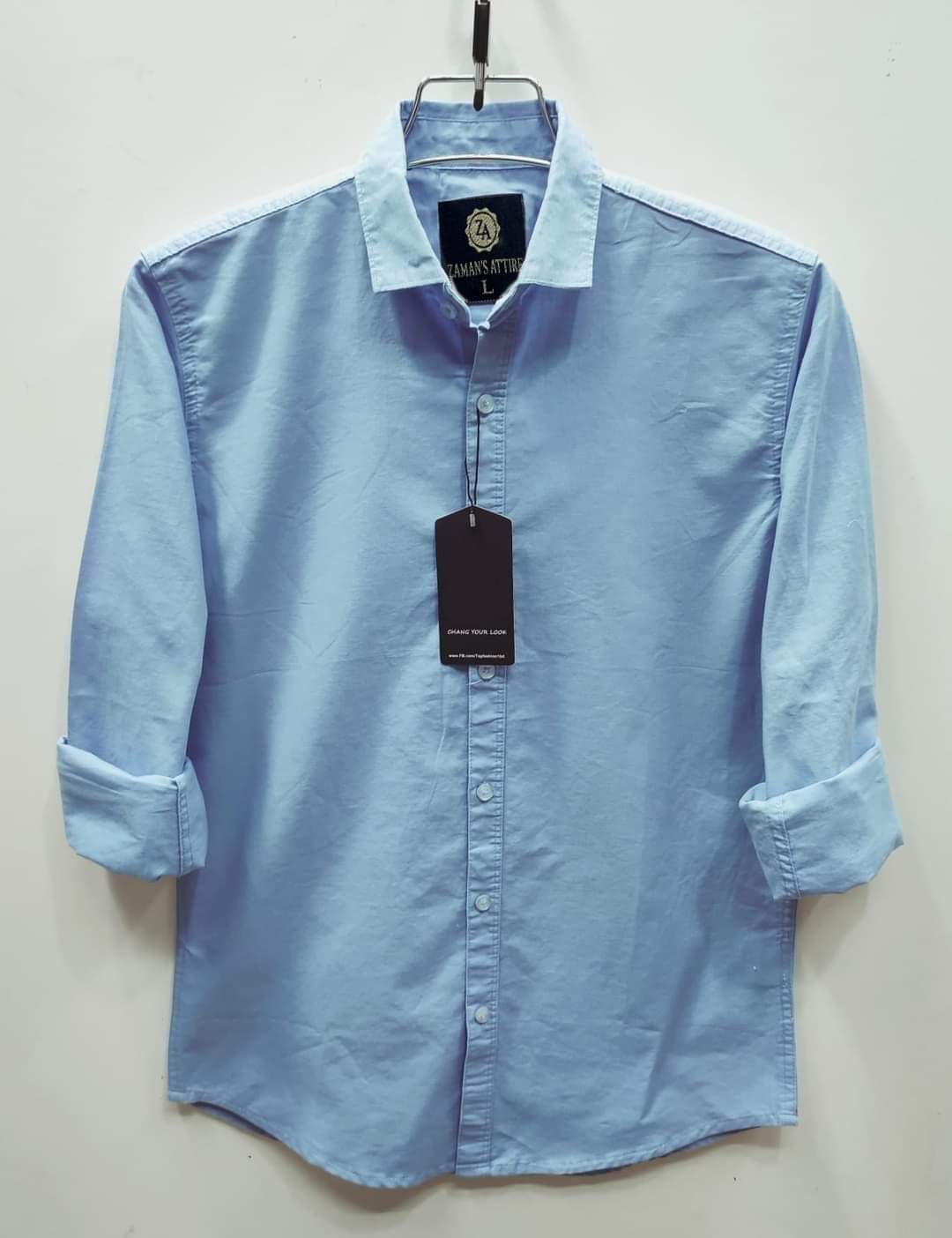 Men's Solid Colour Cotton Shirt (Sky)
