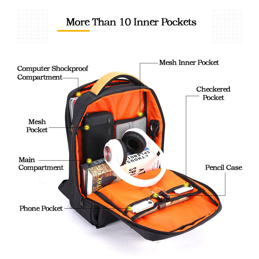 Golden Wolf GB00378 Laptop and Travel Backpack - Black