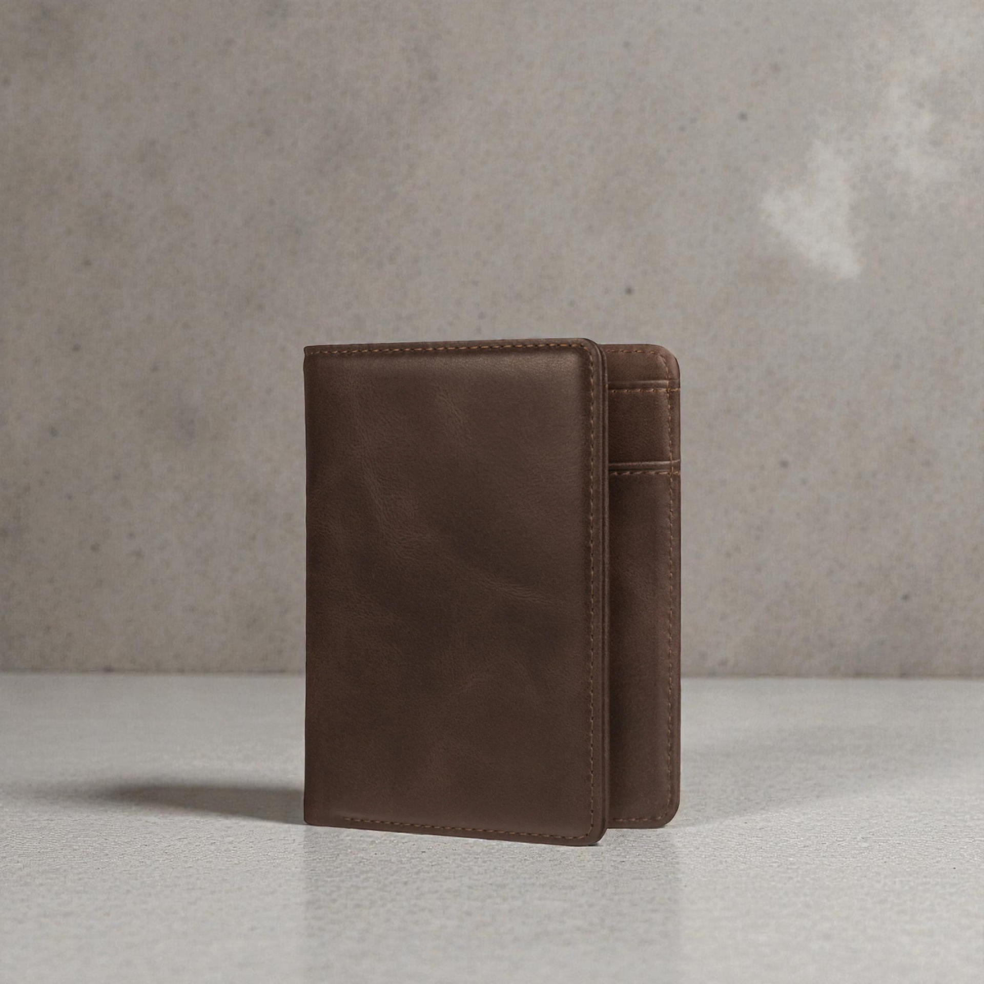 Zays Premium Handcrafted Slim Bifold Leather Short Wallet for unisex - Personalized Top-Grain Leather Wallet - Compact Durable Stylish - ZSW127-Chocolate