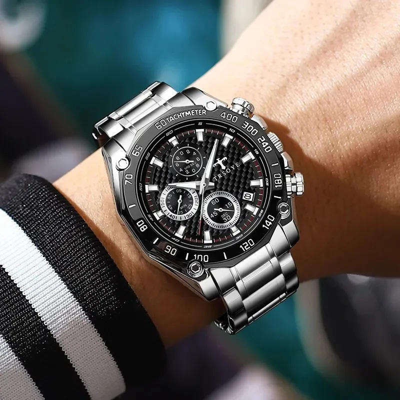 Trsoye 6617 Quartz Watch for Men – Silver & Black