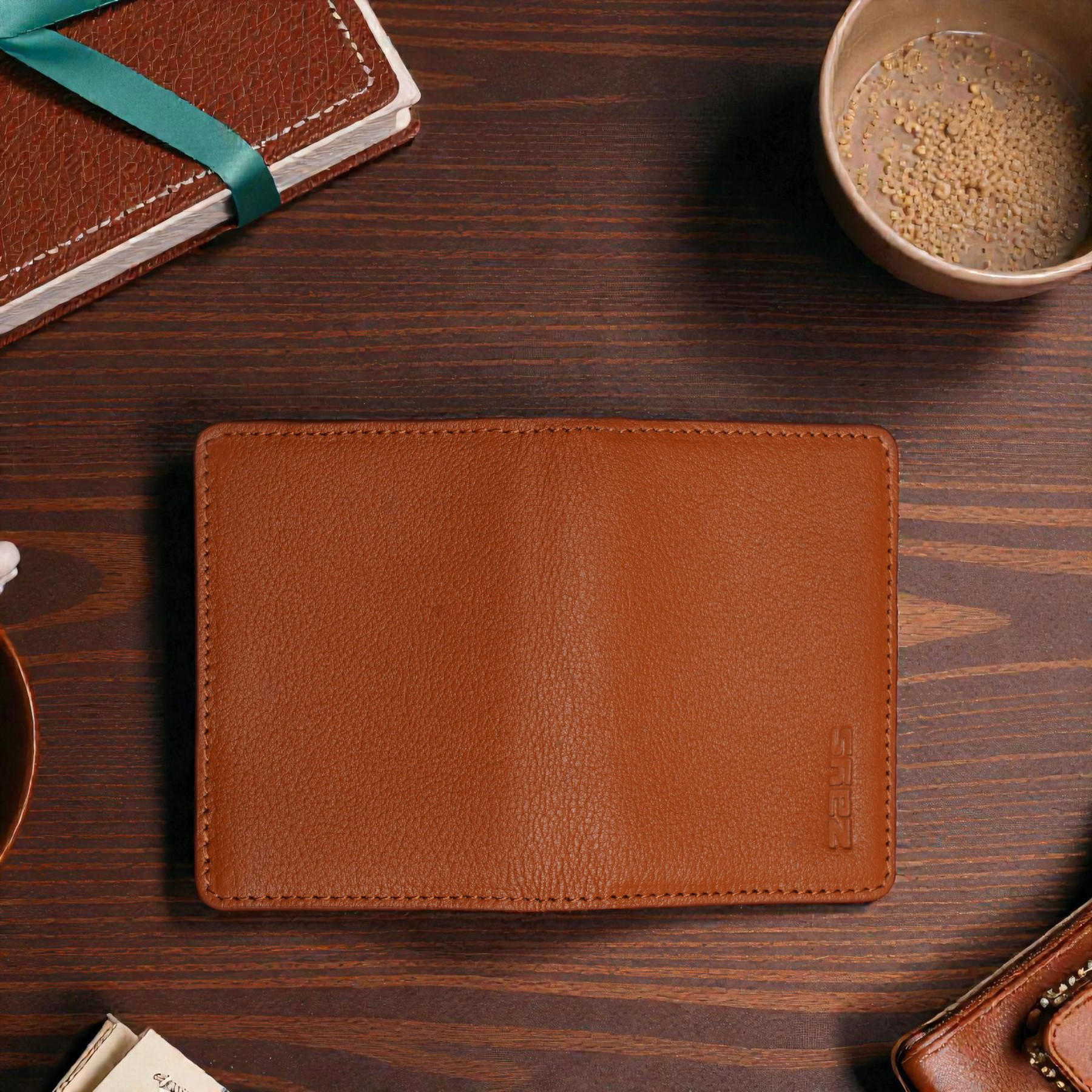 Zays Premium Leather Magnetic Card Holder - Slim and Eco-Friendly Mini Wallet for Unisex - Handmade Secure Compact and Stylish Design (ZCW110 - Brown - I)