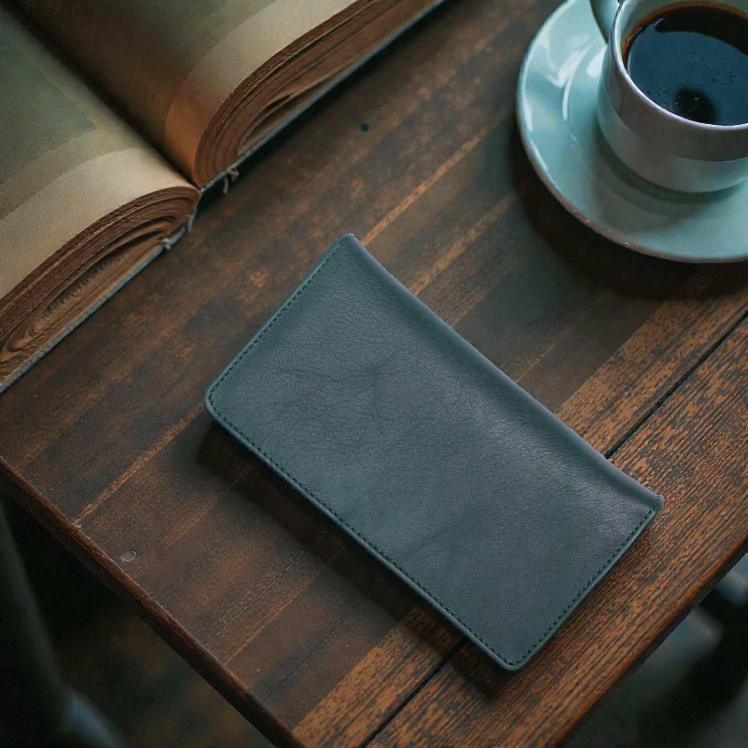 Zays Handcrafted Premium Eco Friendly Leather Long Wallet for Mobile and Many things - Slim Durable and Stylish Wallet for Unisex - Top-Grain Leather Compact and Lightweight (ZLW109-Bottle Green)