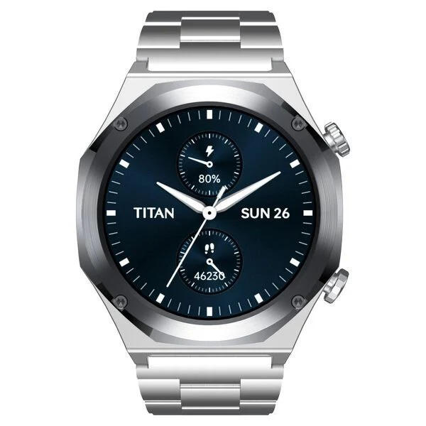 Titan Maestro Premium Metal Smartwatch with All SS construction, SingleSync BT Calling, Functional Crown