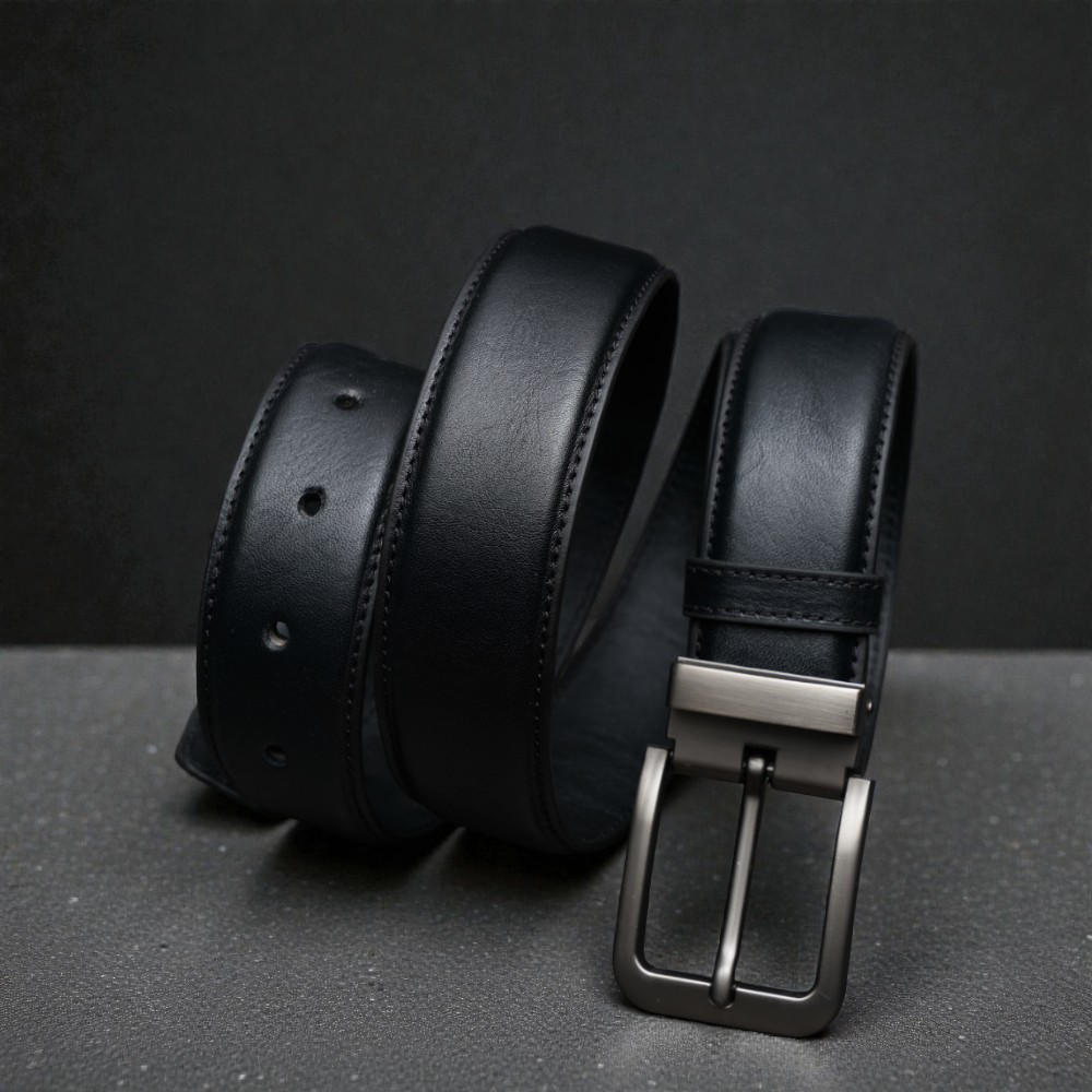 Zays Handcrafted Genuine Leather Belt for Men – Premium Quality, Adjustable, Stylish & Durable (BS103-BC101-Black)