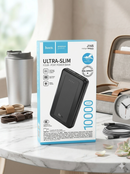Hoco J165 Ultra-Slim 10000mAh Four-Port Power Bank