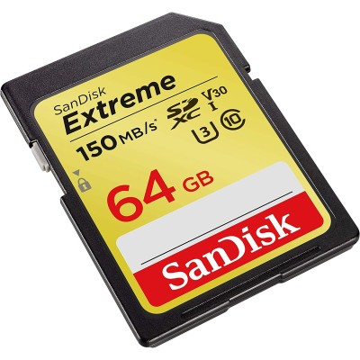 SanDisk 64GB Extreme 150MB/s SDXC UHS-I 4K UHD SD Card