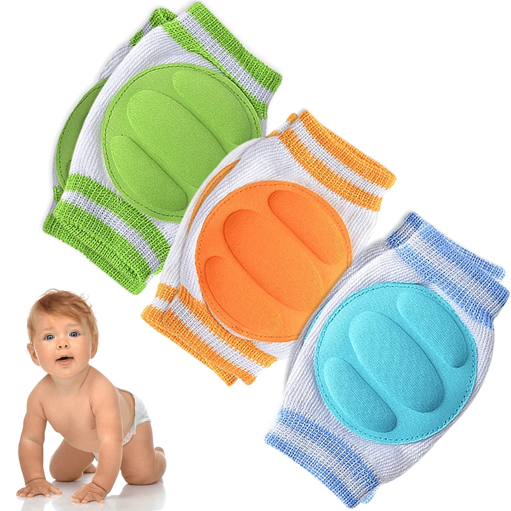 1 Pair (2pcs) Multicolor Baby Knee Pads Foam Pads Soft Cotton - Non Slip Pads for Crawling Infants / Toddlers / Baby Knee & Elbow Pads Protector Safety Pads for Baby Boy & Girl
