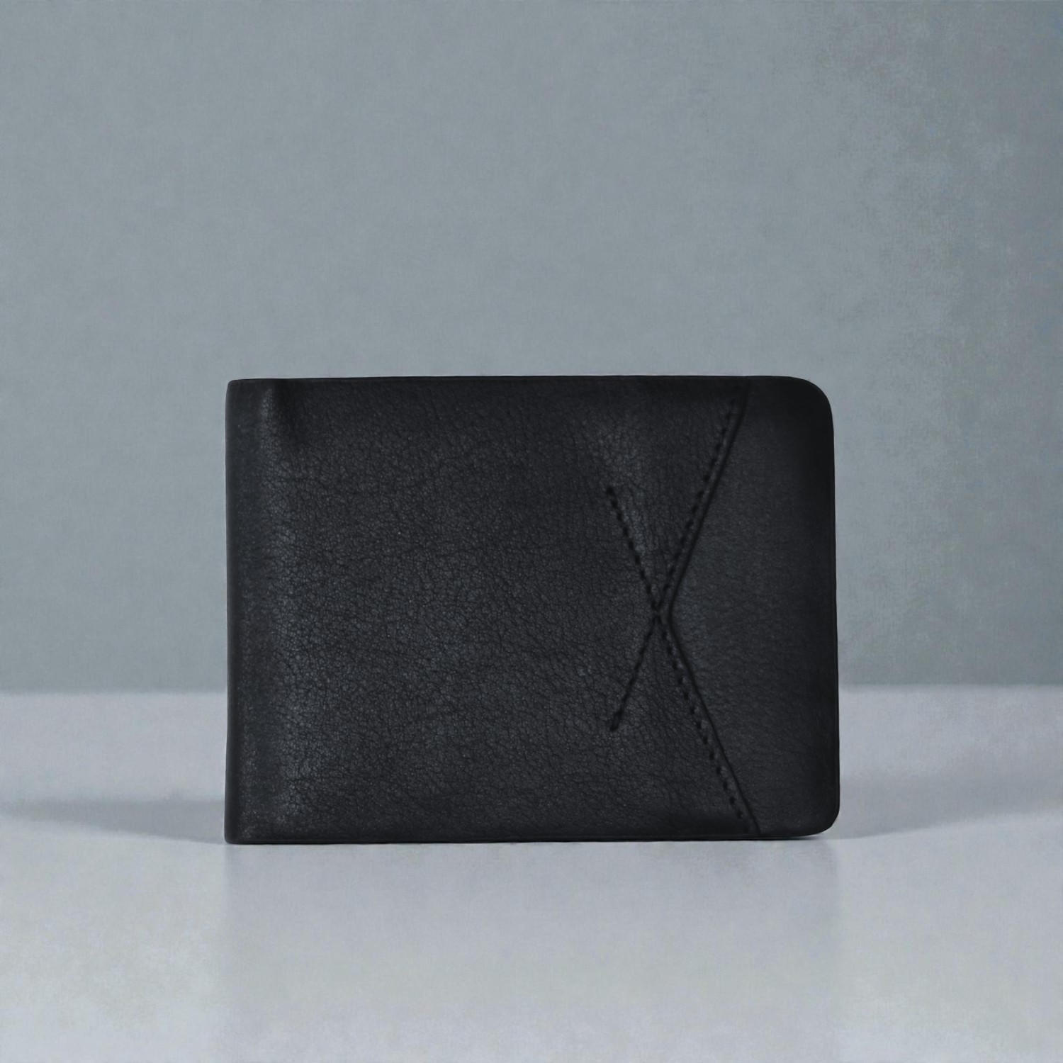 Zays Handcrafted Premium Leather Bifold Short Wallet ZSW103-Black
