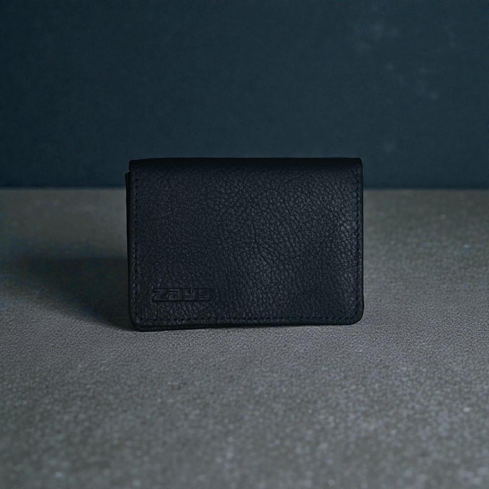 Zays Premium Leather Magnetic Card Holder - Slim and Eco-Friendly Mini Wallet for Unisex - Handmade Secure Compact and Stylish Design (ZCW120-Dark Grey)