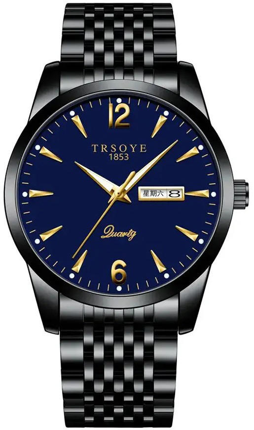 Trsoye 068 Custom Strap Design Fashion Hands Men Wristwatch- Black Blue