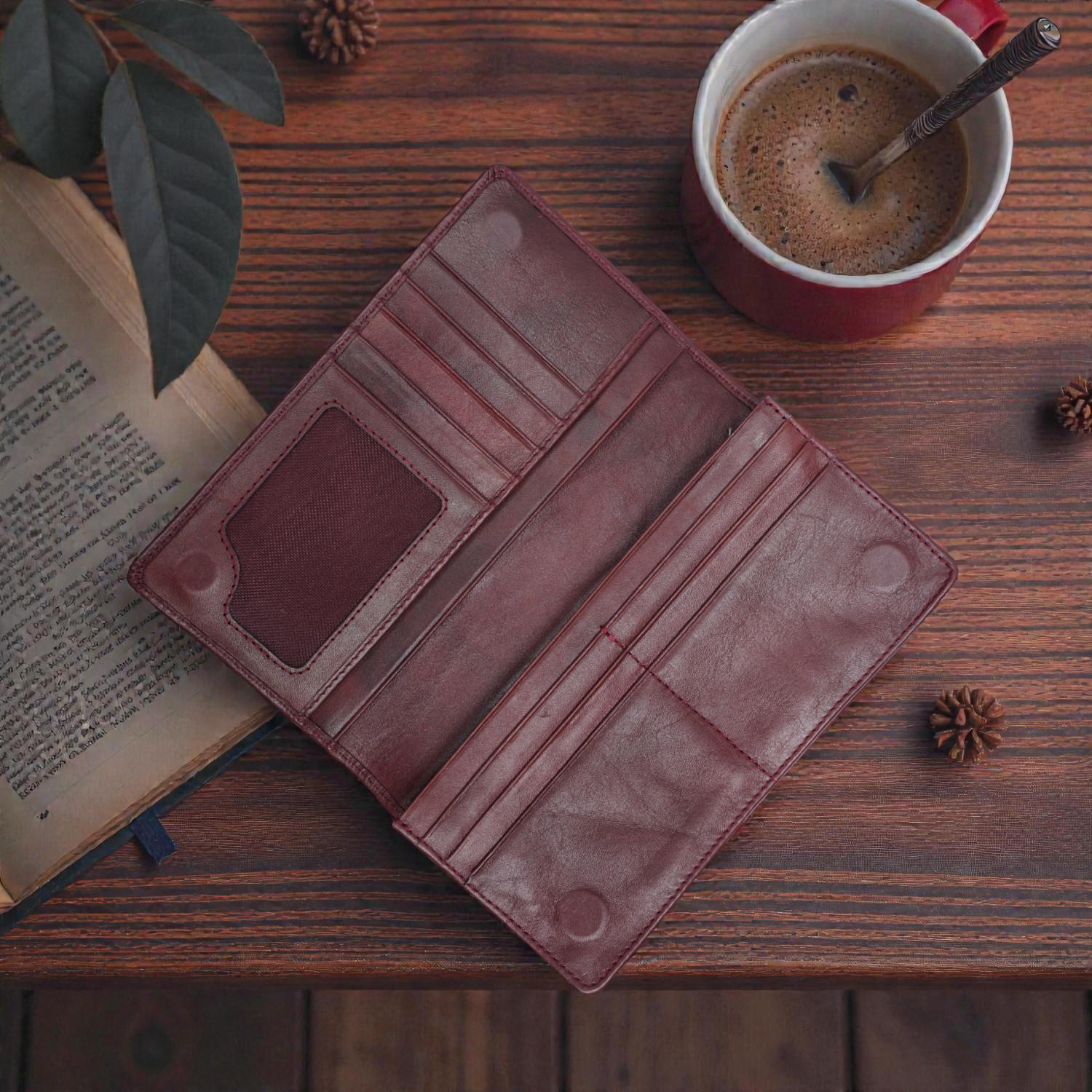Zays Handcrafted Premium Eco Friendly Leather Long Wallet for Mobile and Many things - Slim Durable and Stylish Wallet for Unisex - Top-Grain Leather Compact and Lightweight (ZLW108-Antique Brown)