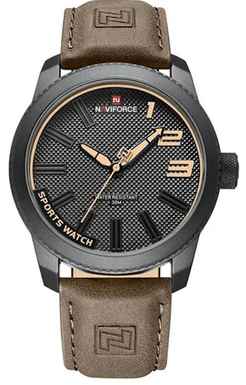 NAVIFORCE 9202 Casual Quartz Men Analog Wristwatch- Brown Black