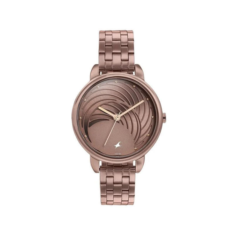 Fastrack 6282QM01 Stunners Brown Dial Stainless Steel Watch for Girls