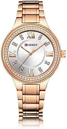 CURREN C9004L Stainless Steel Watch for Women – Rose Gold & White