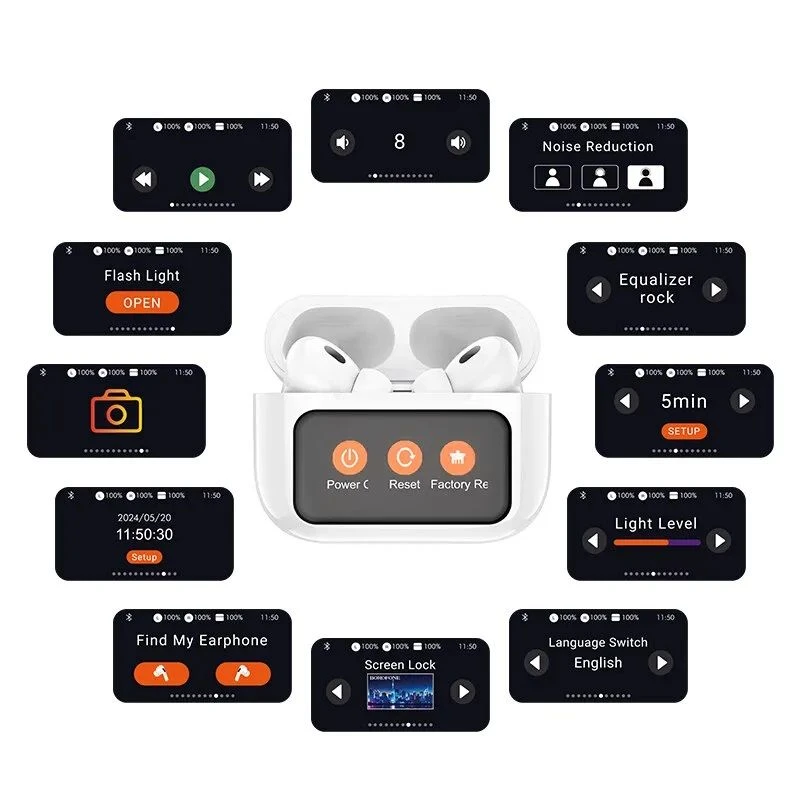 ANC Earbuds Touch Screen Display (White)