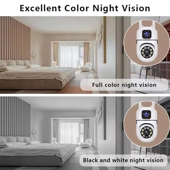 New V380 Mini Indoor PTZ Dual Lens Camera 4MP HD Smart Home WiFi Security for Baby Monitor Indoor Network Dual Lens Camera