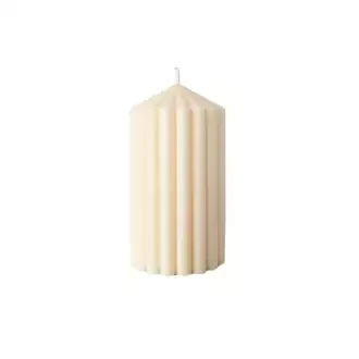 Ribbed Circus Scented Pillar Candle -Off white Color