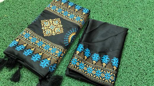 বোধুয়া বেনারশি প্রিন্ট শাড়ি কালো কালার