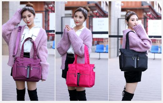 Women Casual Large Capacity Waterproof Oxford Cloth Bag (Black)