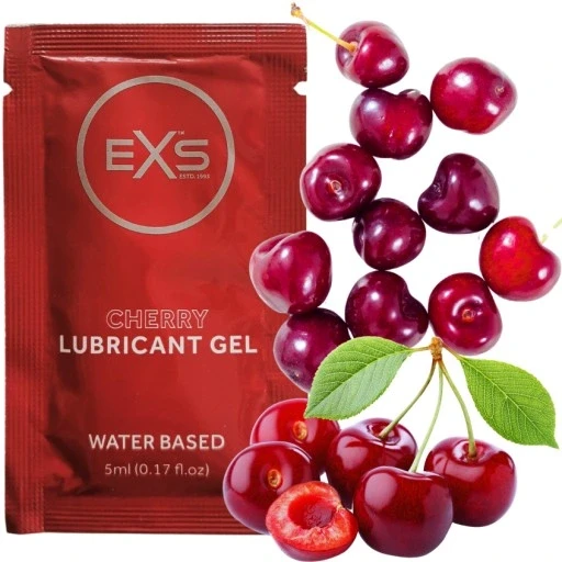 EXS Lubricant - Cherry Flavored Water Based Lubricant 5ml x 4 Pouch - Travel/Honeymoon Pack