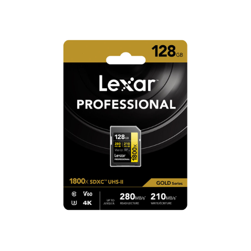 Lexar 128GB Professional 1800x UHS-II SDXC Gold Memory Card