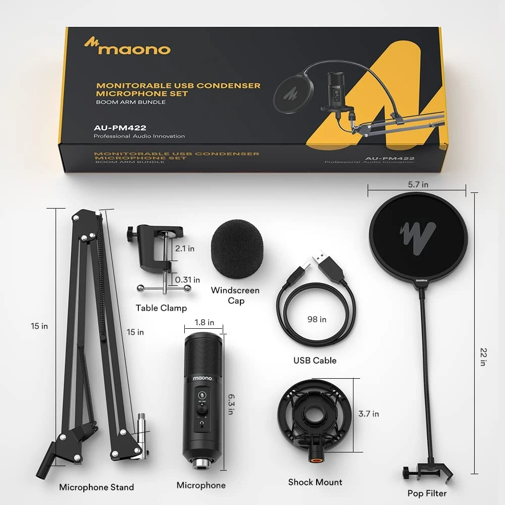 MAONO AU-PM422 Professional Cardioid Condenser Mic With Touch Mute Button