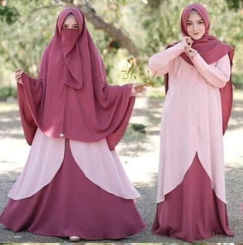 Dubai Cherry Borka with Hijab Nikab Set