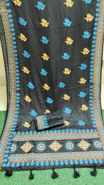 বোধুয়া বেনারশি প্রিন্ট শাড়ি কালো কালার