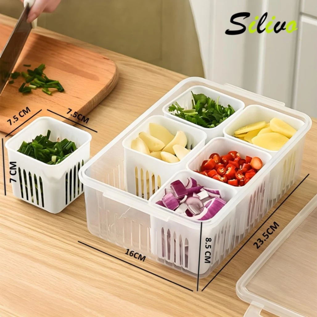 6 grid fridge storage box