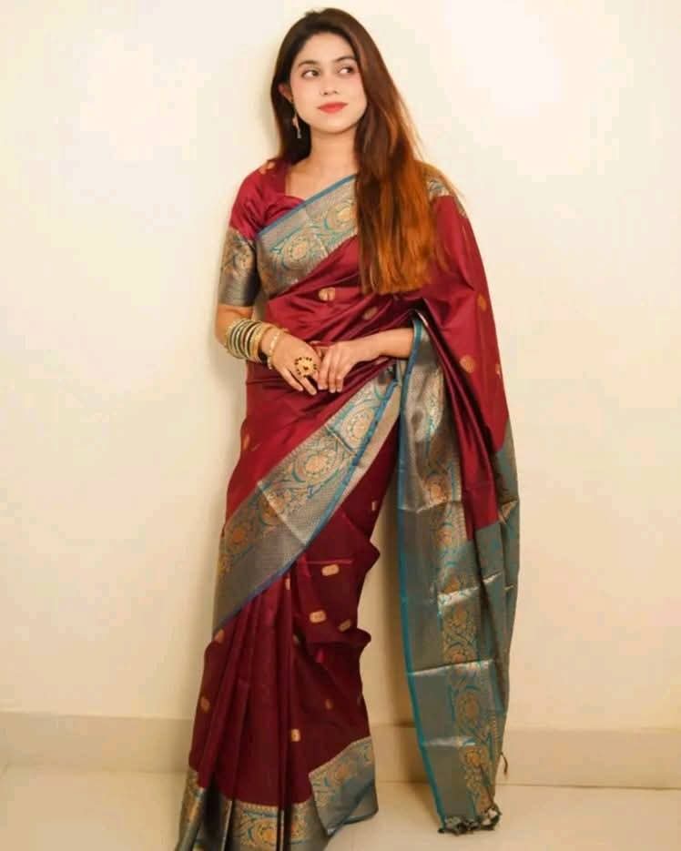 Silk Katan Saree with blause pcs