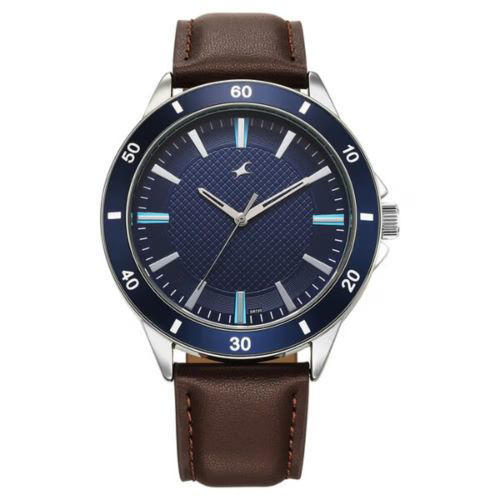 Fastrack 38160SL04 Stunners X Blue Dial Leather Watch For Guys