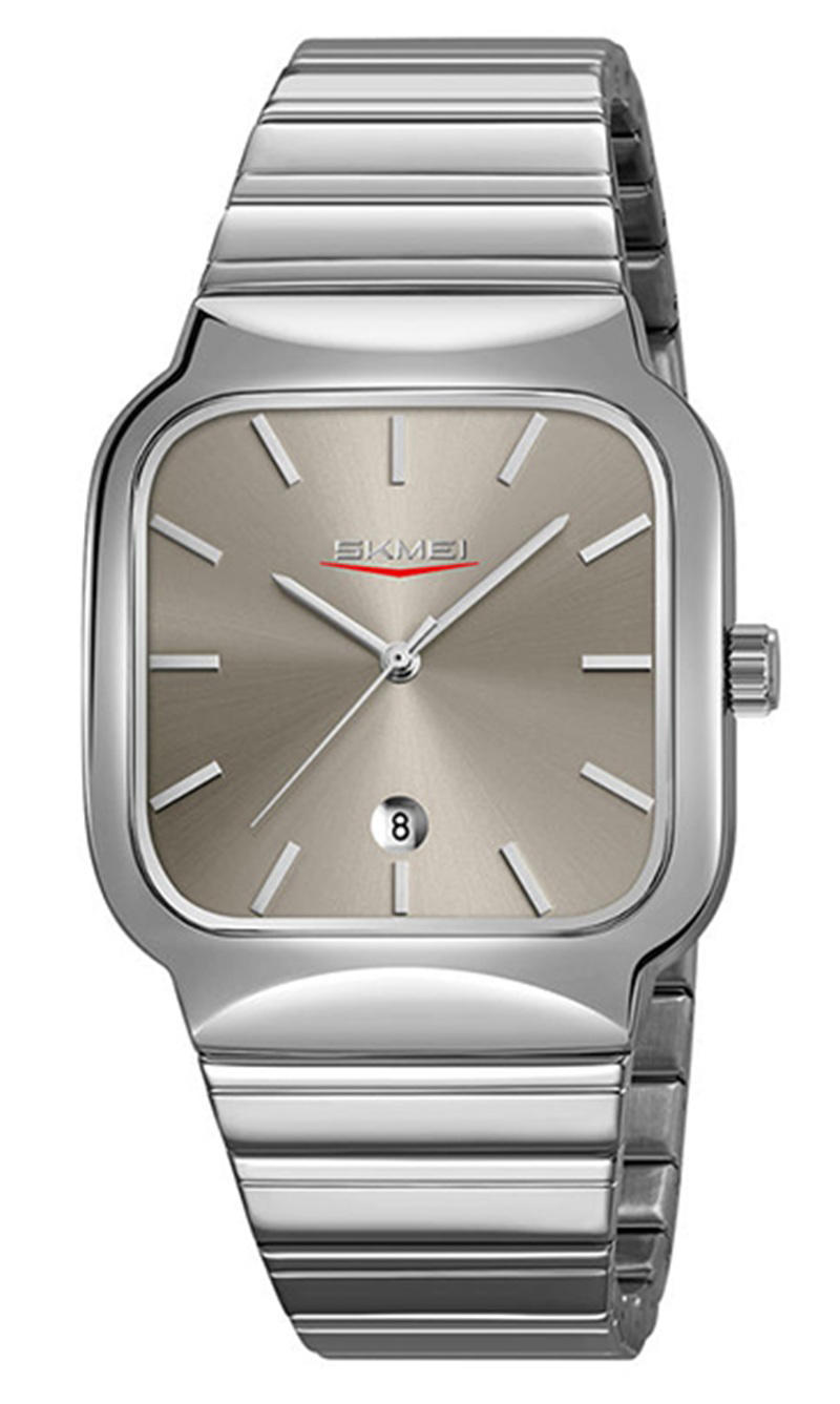 Skmei 9361 Square Quartz Watch for Men- Silver