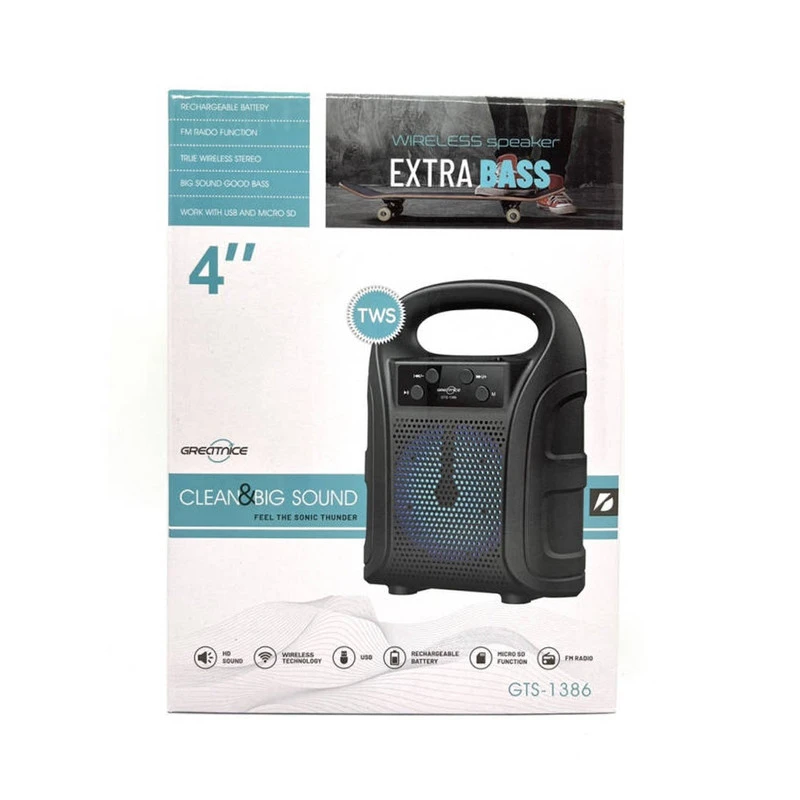 GREATNICE GTS-1386 Bluetooth, USB, TF Card & FM Radio Supported 4 Inch Driver Lighting Effects Speaker