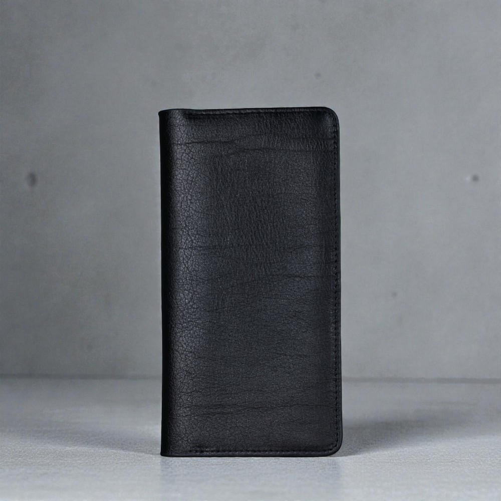 Zays Handcrafted Premium Eco Friendly Leather Long Wallet for Mobile and Many things - Slim Durable and Stylish Wallet for Unisex - Top-Grain Leather Compact and Lightweight (ZLW107-Black-II)
