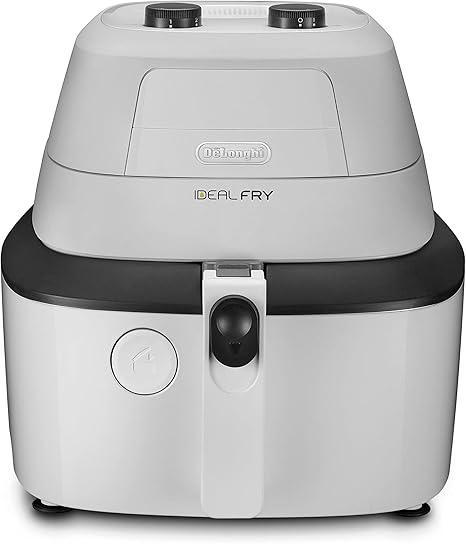 De'Longhi FH2101.W IDEALFRY Hot Air Fryer, Capacity 1 kg, Easy and Healthy Frying, Manual Control Panel, Removable Tray of 3.9 L, Practical Lid and Adjustable Timer