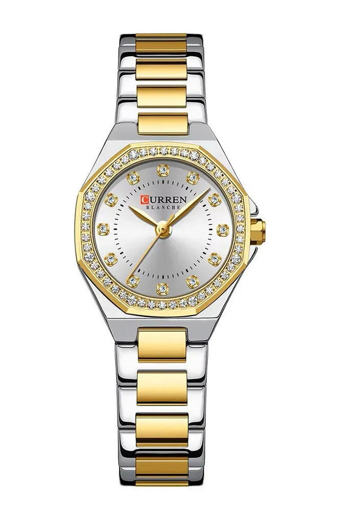 CURREN 9100 Elegant Fashion Stainless Steel Ladies Watch-Gold White