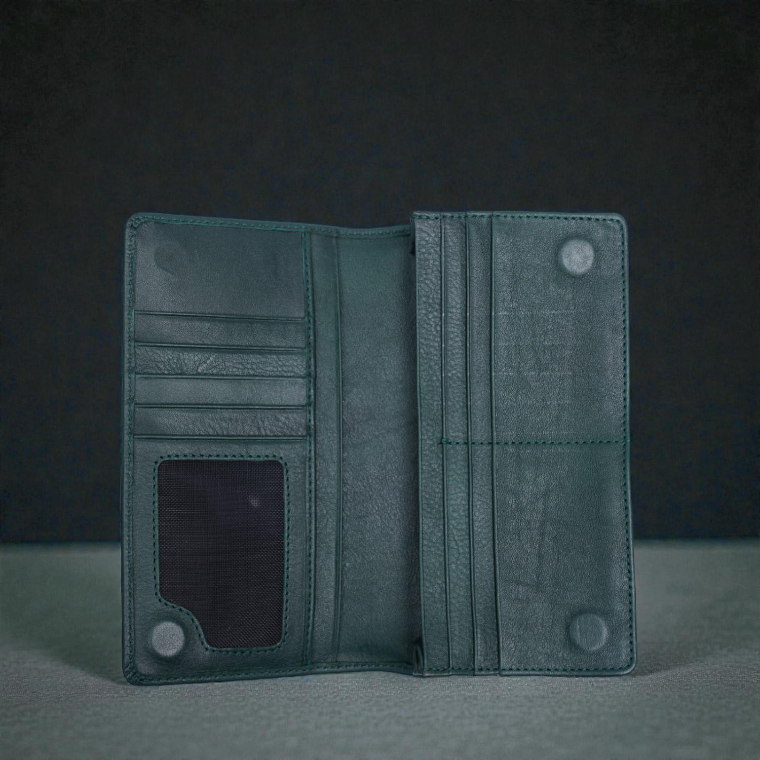 Zays Handcrafted Premium Eco Friendly Leather Long Wallet for Mobile and Many things - Slim Durable and Stylish Wallet for Unisex - Top-Grain Leather Compact and Lightweight (ZLW109-Bottle Green)
