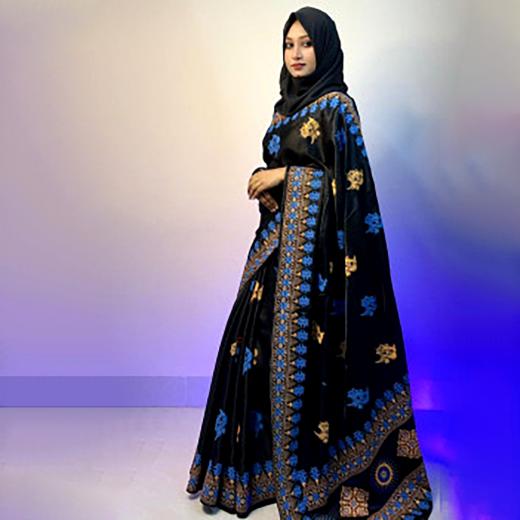বোধুয়া বেনারশি প্রিন্ট শাড়ি কালো কালার