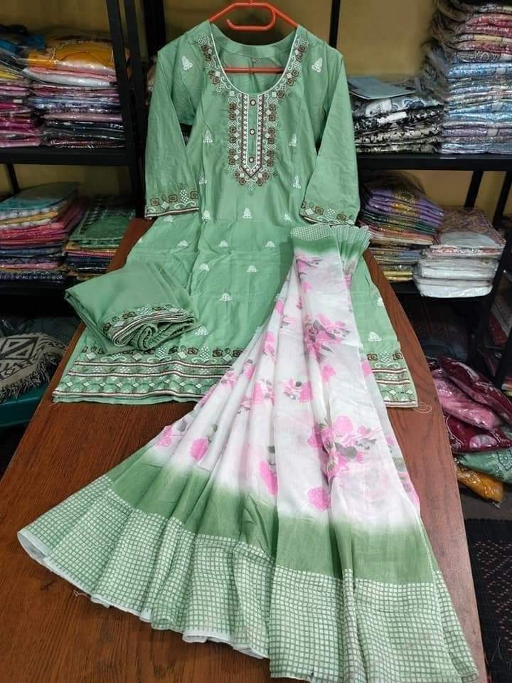 Readymade Embroidery Cotton Three Piece