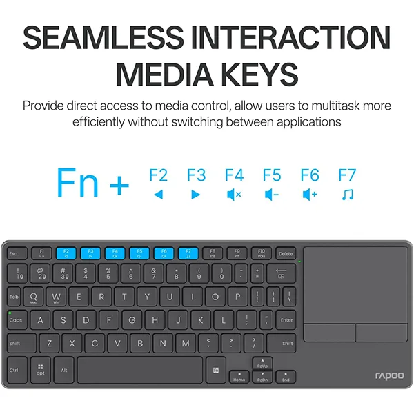 Rapoo E900T Portable Wireless Keyboard with Touchpad – Black