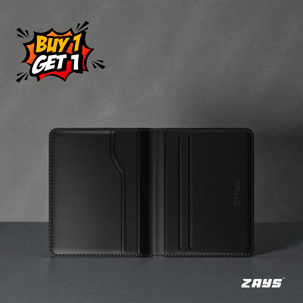 Zays Special Buy1 Get1 Offer - Premium Leather Belt and Card Holder - Huge Savings on Quality Leather Accessories (ZCW106-ZMB101-Black)