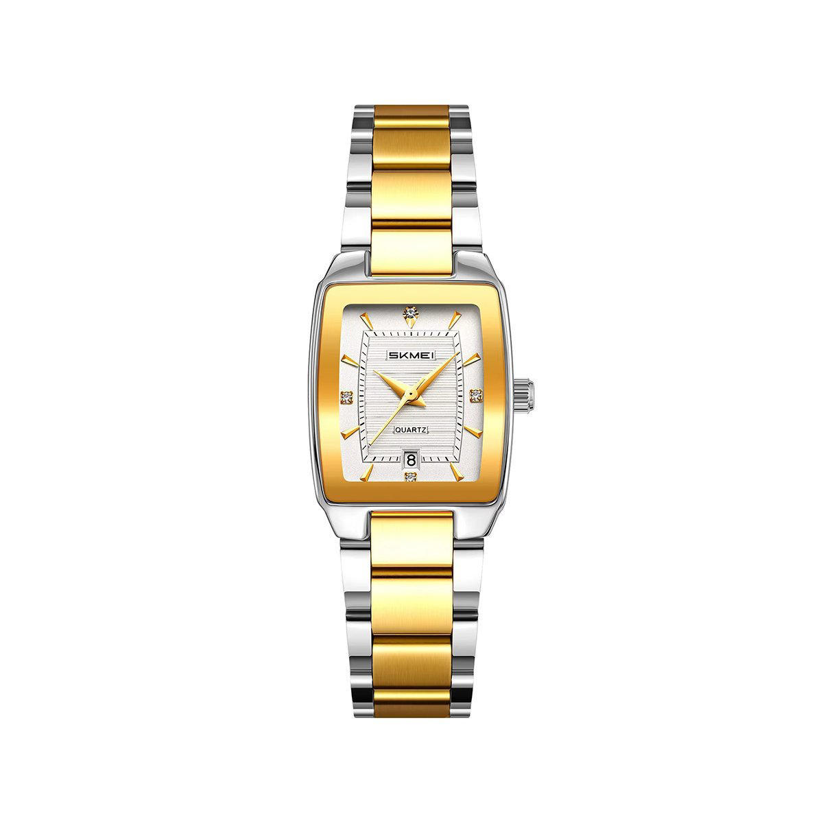 SKMEI 2578 Waterproof Rhinestone Case Fashionable Quartz Ladies Watch - Silver Gold