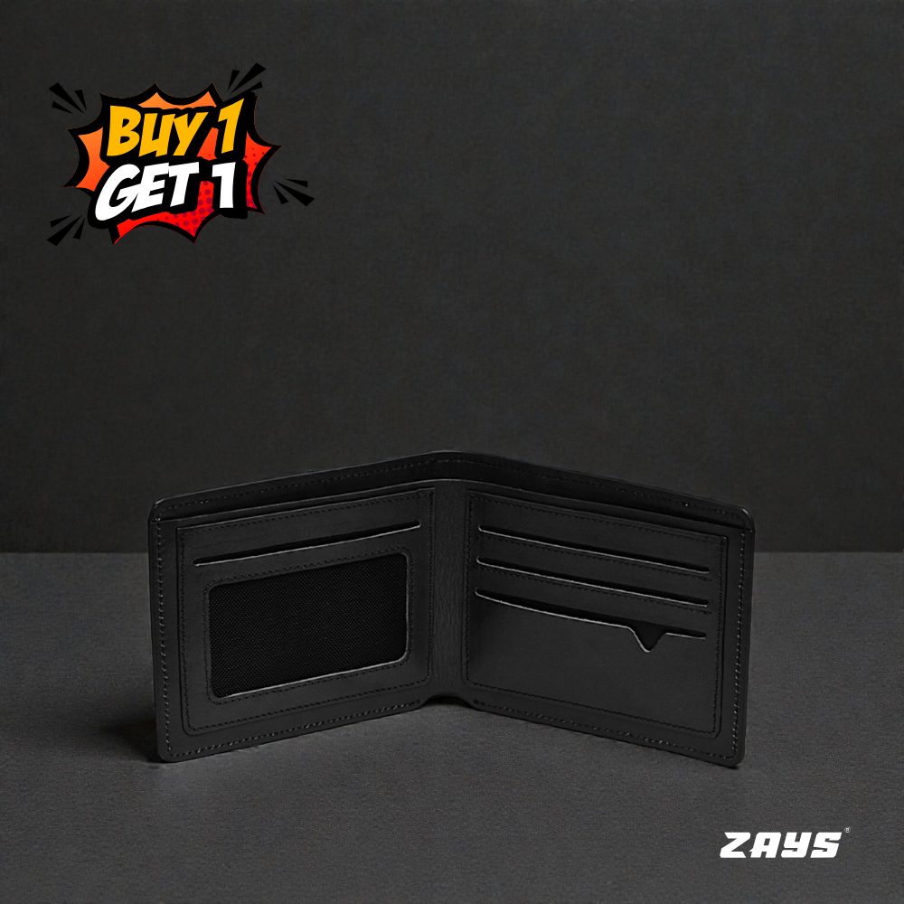 Zays Special Buy1 Get1 Offer - Premium Leather Belt and Wallet - Huge Savings on Quality Leather Accessories (ZSW106-ZMB101-Black)