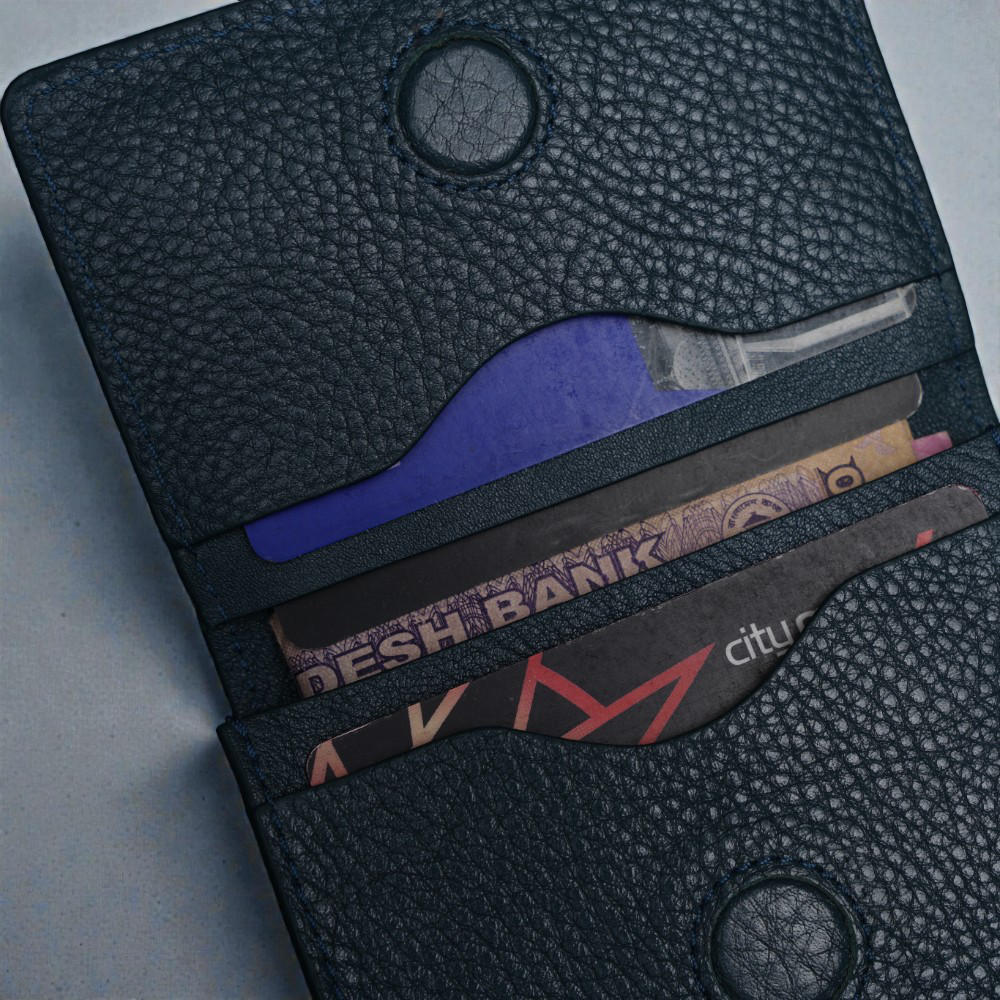 Zays Premium Leather Magnetic Card Holder - Slim and Eco-Friendly Mini Wallet for Unisex - Handmade Secure Compact and Stylish Design (ZCW120-Dark Grey)