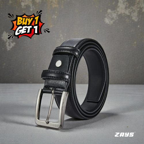 Zays Special Buy1 Get1 Offer - Premium Leather Belt and Wallet - Huge Savings on Quality Leather Accessories (ZSW126-ZMB101-Black)