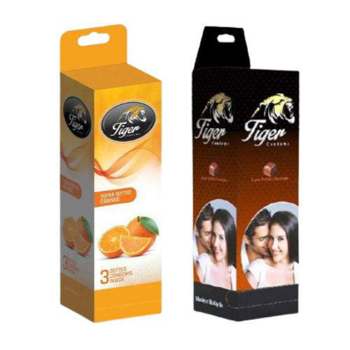 Tiger Super Dotted Flavoured Condom Combo Pack (Chocolate + Orange) – 2 Full Boxes (72 Pcs | 24 Packs)